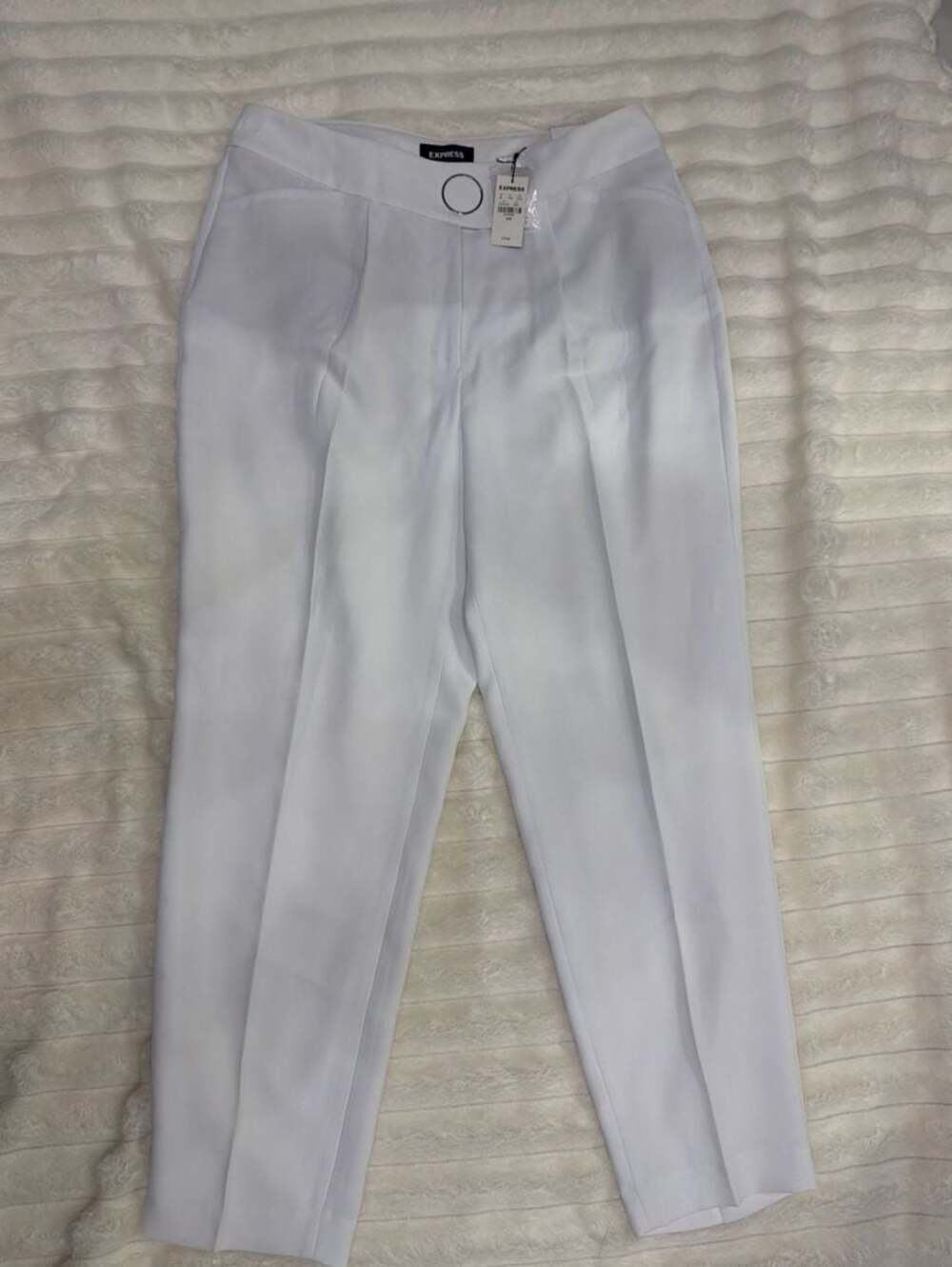 Express New With Tags Women's High Waisted Pleated Tapered Ankle Pant in White